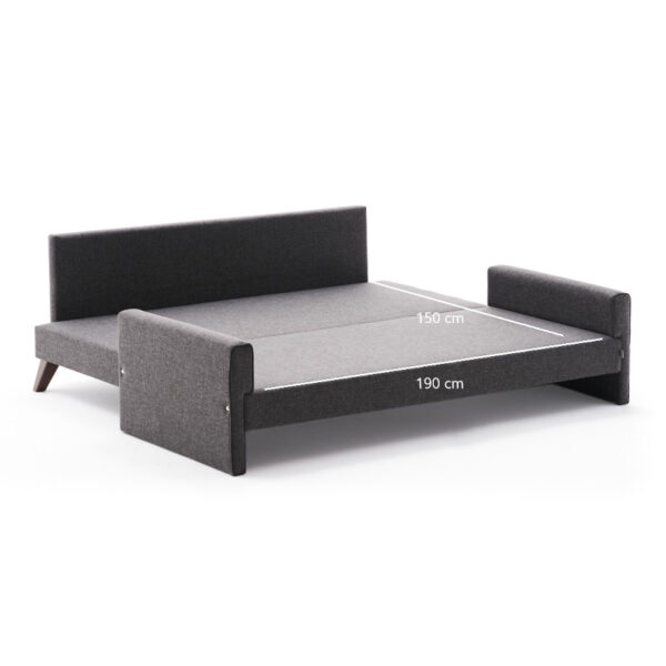 Καναπές - κρεβάτι Bella  τριθέσιος υφασμάτινος χρώμα ανθρακί 208x81x85εκ.