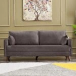 Καναπές - κρεβάτι Bella τριθέσιος υφασμάτινος χρώμα καφέ 208x81x85εκ.