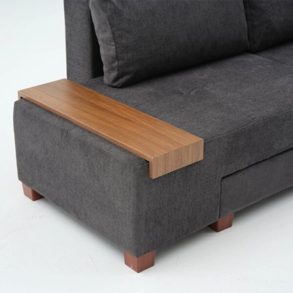 Καναπές - κρεβάτι πολυμορφικός Perenna Megapap τριθέσιος υφασμάτινος χρώμα ανθρακί 233x93x83εκ.