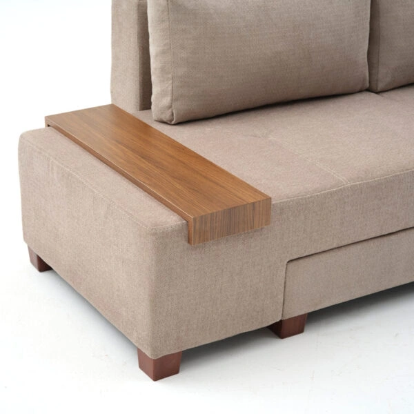 Καναπές - κρεβάτι πολυμορφικός Perenna Megapap τριθέσιος υφασμάτινος χρώμα μπεζ 233x93x83εκ.