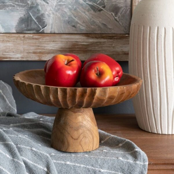 Artekko Woody Καφέ Διακοσμητική Πιατέλα από Ξύλο Teak (30x30x14)cm