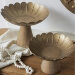 Artekko Solis Χρυσό Μεταλλικό Μπολ με Βάση από Ξύλο Πεύκου (20x20x14)cm