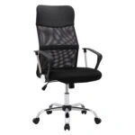 ΚΑΡΕΚΛΑ ΓΡΑΦΕΙΟΥ CABLE HM1000.01 ΜΑΥΡO MESH ΚΑΙ ΠΟΔΙ ΧΡΩΜΙΟΥ 61x56x118 εκ.