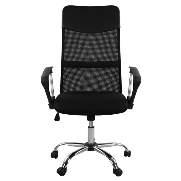 ΚΑΡΕΚΛΑ ΓΡΑΦΕΙΟΥ CABLE HM1000.01 ΜΑΥΡO MESH ΚΑΙ ΠΟΔΙ ΧΡΩΜΙΟΥ 61x56x118 εκ.