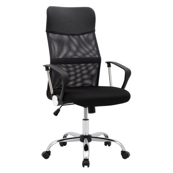 ΚΑΡΕΚΛΑ ΓΡΑΦΕΙΟΥ CABLE HM1000.01 ΜΑΥΡO MESH ΚΑΙ ΠΟΔΙ ΧΡΩΜΙΟΥ 61x56x118 εκ.