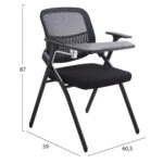 ΚΑΡΕΚΛΑ ΣΥΝΕΔΡΙΟΥ ΠΤΥΣΣΟΜΕΝΗ ΜΕ ΑΝΑΛΟΓΙΟ DENO HM1209.01 MESH ΥΦΑΣΜΑ ΜΑΥΡΟ 60x59x87Υεκ.