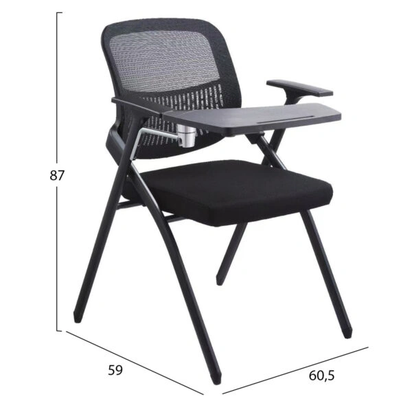 ΚΑΡΕΚΛΑ ΣΥΝΕΔΡΙΟΥ ΠΤΥΣΣΟΜΕΝΗ ΜΕ ΑΝΑΛΟΓΙΟ DENO HM1209.01 MESH ΥΦΑΣΜΑ ΜΑΥΡΟ 60x59x87Υεκ.