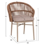 ΠΟΛΥΘΡΟΝΑ ΑΛΟΥΜΙΝΙΟΥ ORIN HM6265.03 ΚΑΠΟΥΤΣΙΝΟ- P.E.RATTAN ΣΕ ΦΥΣΙΚΟ 58x61x75Υεκ.