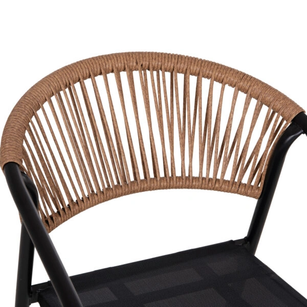 ΠΟΛΥΘΡΟΝΑ HOMAN HM6430.03 ΜΑΥΡΟ ΜΕΤΑΛΛΟ & TEXTILENE--ΜΠΕΖ P.E.RATTAN 53,5x62x75Υεκ