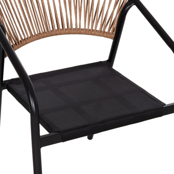 ΠΟΛΥΘΡΟΝΑ HOMAN HM6430.03 ΜΑΥΡΟ ΜΕΤΑΛΛΟ & TEXTILENE--ΜΠΕΖ P.E.RATTAN 53,5x62x75Υεκ