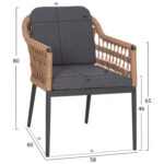 ΠΟΛΥΘΡΟΝΑ BOXER HM6556.01 ΑΛΟΥΜΙΝΙΟ & ΜΑΞΙΛΑΡΙΑ ΓΚΡΙ-TWIST WICKER 61x59x78,5Yεκ