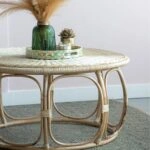 Rattan Τραπέζι Σαλονιού από Ρατάν σε Φυσική Απόχρωση (101.6x101.6x50.8)cm Σετ/2