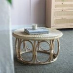 Rattan Τραπέζι Σαλονιού από Ρατάν σε Φυσική Απόχρωση (101.6x101.6x50.8)cm Σετ/2
