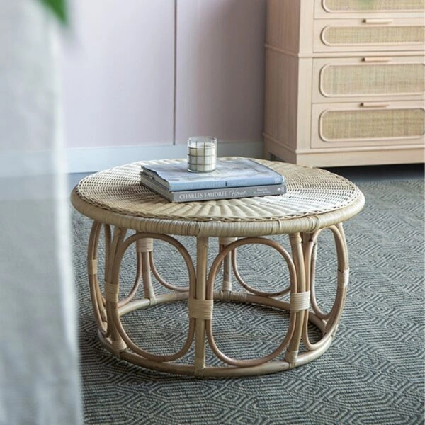 Rattan Τραπέζι Σαλονιού από Ρατάν σε Φυσική Απόχρωση (101.6x101.6x50.8)cm Σετ/2