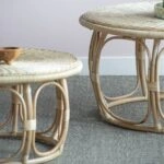 Rattan Τραπέζι Σαλονιού από Ρατάν σε Φυσική Απόχρωση (101.6x101.6x50.8)cm Σετ/2