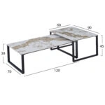 ΤΡΑΠΕΖΙ ΣΑΛΟΝΙΟΥ 2ΤΜΧ TERREN HM18365.01 ΜΕΤΑΛΛΟ--SINTERED STONE PANDORA 120x70x45Υεκ