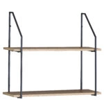 Ραφιέρα Τοίχου ArteLibre OLVAN Δρυς/Μαύρο MDF/Μέταλλο 65x20x52cm