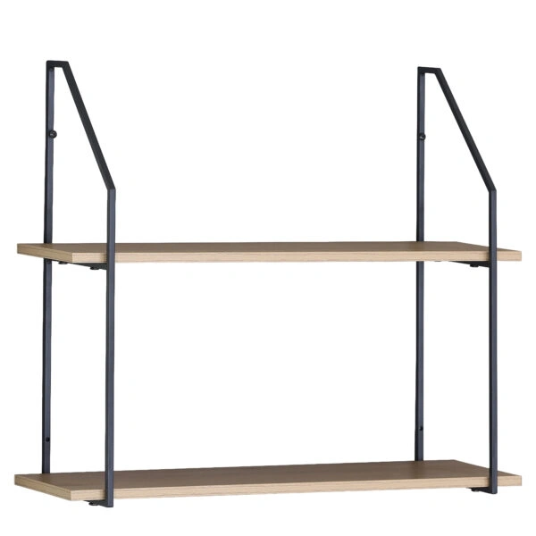 Ραφιέρα Τοίχου ArteLibre OLVAN Δρυς/Μαύρο MDF/Μέταλλο 65x20x52cm
