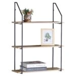 Ραφιέρα Τοίχου ArteLibre OLVAN Δρυς/Μαύρο MDF/Μέταλλο 65x20x80cm