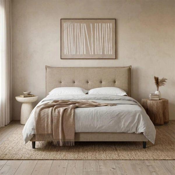 LIFE ΚΡΕΒΑΤΙ (ΓΙΑ ΣΤΡΩΜΑ 160x200cm) BEIGE 215x171x115