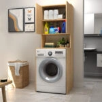 Έπιπλο πλυντηρίου Cozen Megapap χρώμα φυσικό οξιάς 65x60x178εκ.