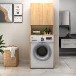 Έπιπλο πλυντηρίου Cozen Megapap χρώμα φυσικό οξιάς 65x60x178εκ.