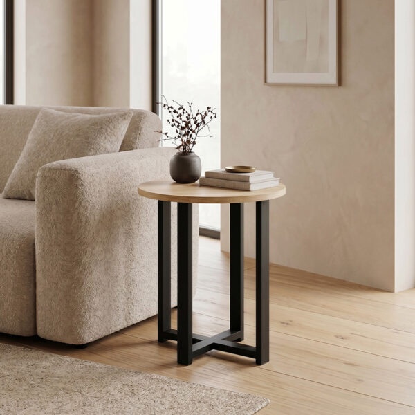 Τραπεζάκι σαλονιού σετ 2 τμχ Mesa Megapap χρώμα sapphire oak Ø90x35,5εκ.
