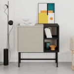 Μπουφές Mona Megapap χρώμα sandstone - black wood 81x40x80εκ.