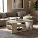 Τραπεζάκι σαλονιού Abdera Megapap χρώμα travertine 110x60x42εκ.