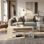 Τραπεζάκι σαλονιού Abdera Megapap χρώμα travertine 110x60x42εκ.