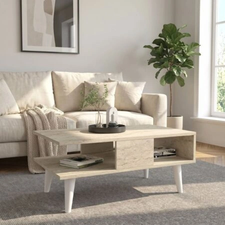 Τραπεζάκι σαλονιού Andros Megapap χρώμα travertine 90x54x39