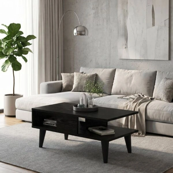 Τραπεζάκι σαλονιού Andros Megapap χρώμα sencron black 90x54x39,6εκ.