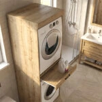 Έπιπλο πλυντηρίου - στεγνωτηρίου Fika Megapap χρώμα sapphire oak 67x61,8x198,5εκ.