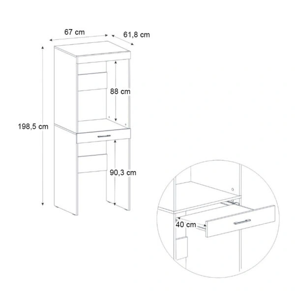Έπιπλο πλυντηρίου - στεγνωτηρίου Fika Megapap χρώμα sapphire oak 67x61,8x198,5εκ.