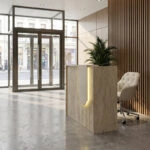 Γραφείο υποδοχής - reception Navita Megapap με LED χρώμα travertine - sandstone 113,6x42x111,8εκ.