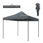 Κιόσκι - Gazebo Bari Megapap πτυσσόμενο μεταλλικός σκελετός - αδιάβροχο ύφασμα χρώμα γκρι 3x3x3,10m.