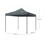 Κιόσκι - Gazebo Bari Megapap πτυσσόμενο μεταλλικός σκελετός - αδιάβροχο ύφασμα χρώμα γκρι 3x3x3,10m.