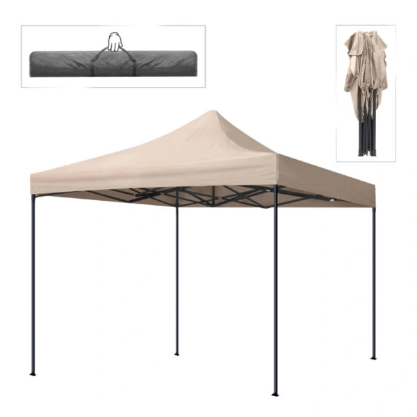 Κιόσκι - Gazebo Bari Megapap πτυσσόμενο μεταλλικός σκελετός - αδιάβροχο ύφασμα χρώμα της άμμου 3x3x3,10m.