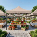 Κιόσκι - Gazebo Bari Megapap πτυσσόμενο μεταλλικός σκελετός - αδιάβροχο ύφασμα χρώμα της άμμου 3x3x3,10m.