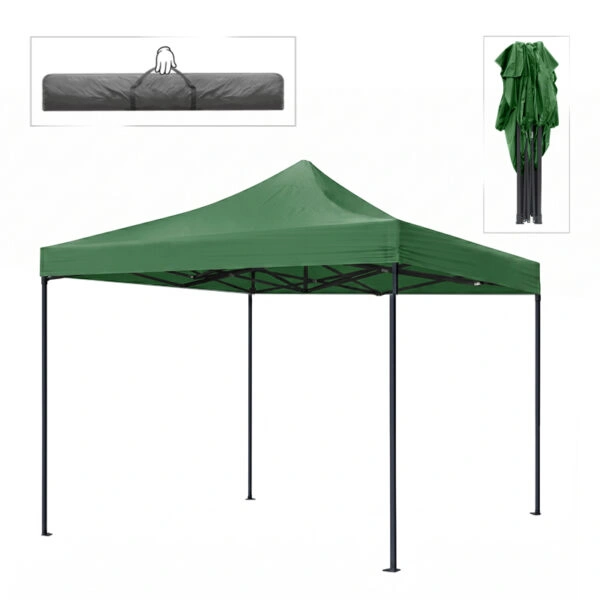 Κιόσκι - Gazebo Bari Megapap πτυσσόμενο μεταλλικός σκελετός - αδιάβροχο ύφασμα χρώμα πράσινο 3x3x3,10m.