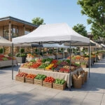Κιόσκι - Gazebo Bari Megapap πτυσσόμενο μεταλλικός σκελετός - αδιάβροχο ύφασμα χρώμα λευκό 3x4,5x3,20m.