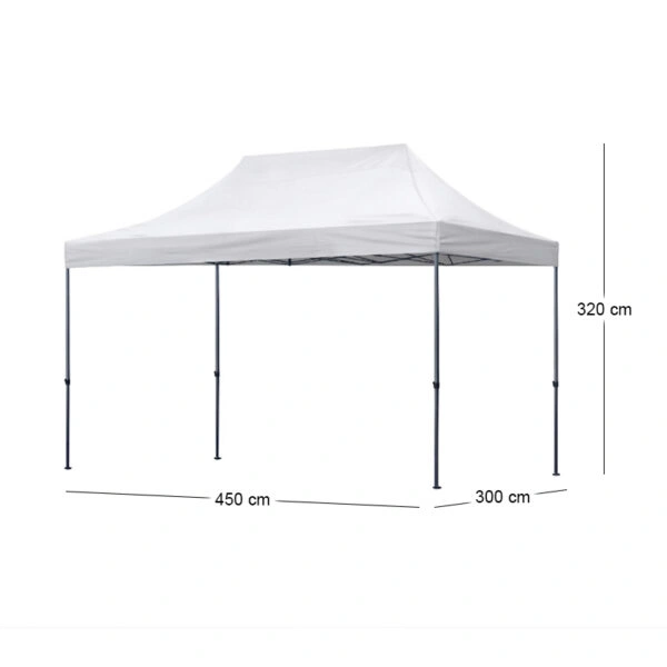Κιόσκι - Gazebo Bari Megapap πτυσσόμενο μεταλλικός σκελετός - αδιάβροχο ύφασμα χρώμα λευκό 3x4,5x3,20m.