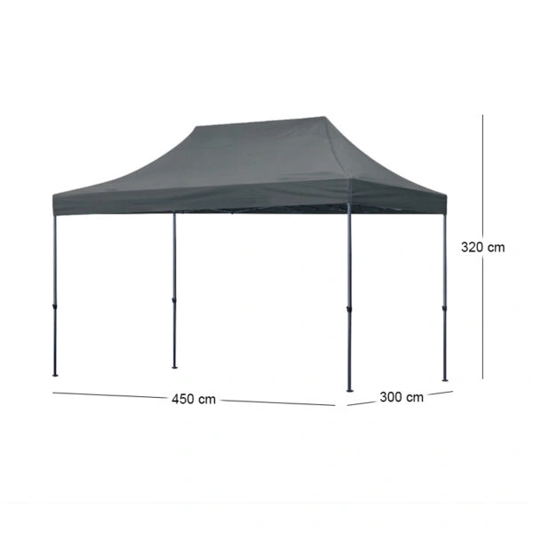 Κιόσκι - Gazebo Bari Megapap πτυσσόμενο μεταλλικός σκελετός - αδιάβροχο ύφασμα χρώμα γκρι 3x4,5x3,20m.