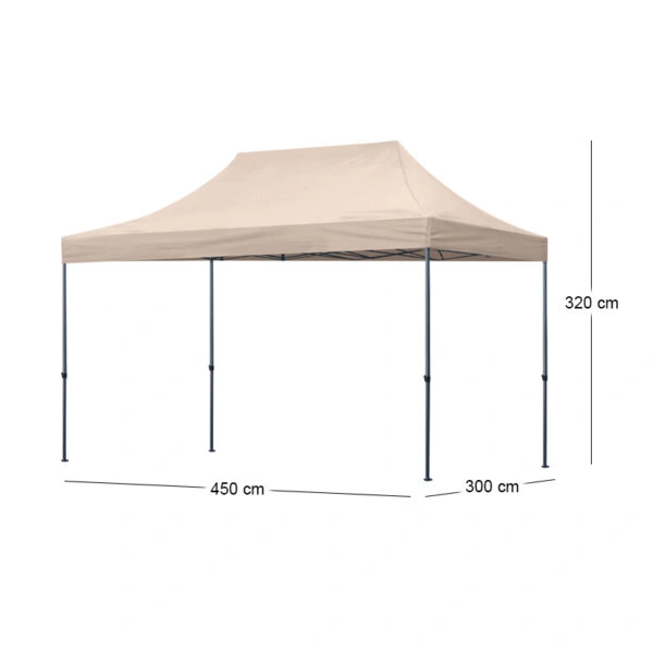 Κιόσκι - Gazebo Bari Megapap πτυσσόμενο μεταλλικός σκελετός - αδιάβροχο ύφασμα χρώμα της άμμου 3x4,5x3,20m.