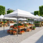 Κιόσκι - Gazebo Bari Megapap πτυσσόμενο μεταλλικός σκελετός - αδιάβροχο ύφασμα χρώμα λευκό 3x6x3,27m.