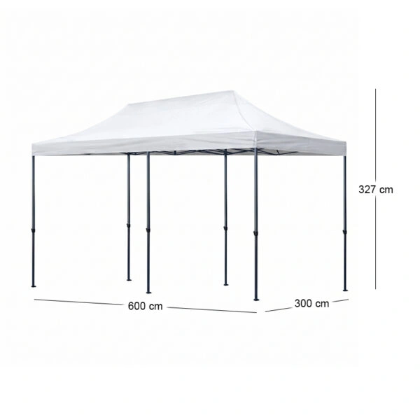 Κιόσκι - Gazebo Bari Megapap πτυσσόμενο μεταλλικός σκελετός - αδιάβροχο ύφασμα χρώμα λευκό 3x6x3,27m.