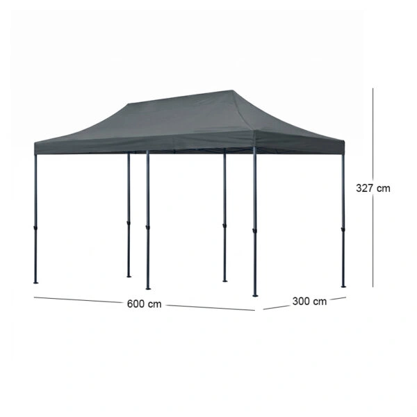 Κιόσκι - Gazebo Bari Megapap πτυσσόμενο μεταλλικός σκελετός - αδιάβροχο ύφασμα χρώμα γκρι 3x6x3,27m.