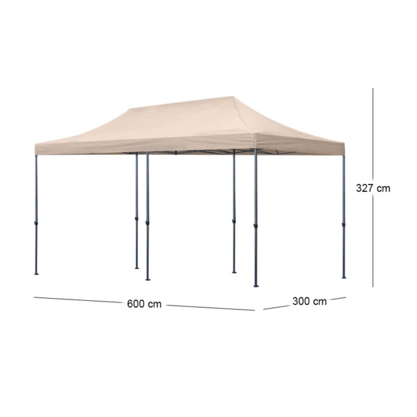 Κιόσκι - Gazebo Bari Megapap πτυσσόμενο μεταλλικός σκελετός - αδιάβροχο ύφασμα χρώμα της άμμου 3x6x3,27m.