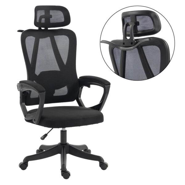 ΚΑΡΕΚΛΑ ΓΡΑΦΕΙΟΥ FRANTIC HM1224.01 ΜΑΥΡO MESH & ΠΟΛΥΠΡΟΠΥΛΕΝΙΟ 60x60x134Υεκ