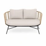 Artekko Rattan Διθέσιος Καναπές (155x75x73)cm 2x Πολυθρόνες (80x75x73)cm 2x Τραπεζάκια (70x70x35) (50x50x45)cm Μεταλλικός Γκρι Σκελετός με Παστικ. Ρατάν σε Φυσική Απόχρωση και Μπεζ Γκρι Μαξιλάρια Σετ/4